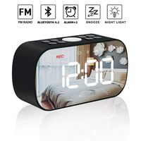 AMZLIFE Alarm Clock Radio with Wireless Bluetooth Speaker FM Radio Night Light 5" LED Digital Display Sleep Timer with Snooze Function for Heavy Sleepers Home Bedroom Kitchen Office Kids