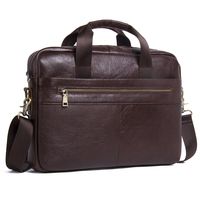Contacts Genuine Leather 14" Mens Messenger Shoulder Bag Laptop Briefcase Dark Brown