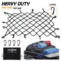 EZYKOO Cargo Nets 47" x 36",6mm Premium Bungee Cord Net,3" x 3" Grid Mesh Cargo Net,Auto Roof Tie-Down Net with 14 Hooks
