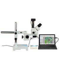 OMAX 3.5X-90X 18MP USB3 Zoom Trinocular Stereo Microscope on Boom Stand with 144 LED Ring Light