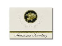 Signature Announcements Mahnomen Secondary (Mahnomen, MN) Graduation Announcements, Presidential style, Elite package of 25 Cap & Diploma Seal Black & Gold
