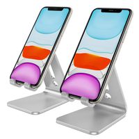 OMOTON Phone Stand [2 Pack], Desktop Cell Phone Stand, Advanced 4mm Thickness Aluminum Stand Holder for Switch, Mobil