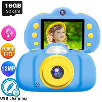GBD Kids Selfie Camera,1080P 12MP 2.4" Kids Digital Camera Shockproof with 16GB SD Card Dual Lens Children Boys Girls Toddlers Video Camera Toys Games Camera Voice Recorder Xmas Birthday Gifts (Blue)