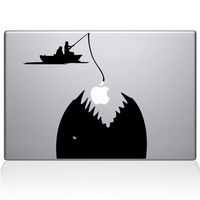 The Decal Guru Gone Fishing MacBook Decal Vinyl Sticker - 13" MacBook Pro (2015 & Older) - Black (0149-MAC-13P-BLA)