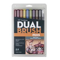 Tombow 56186 Dual Brush Pen Art Markers, Muted, 10-Pack. Blendable, Brush and Fine Tip Markers