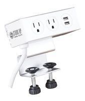 Desk Power Desktop Charging Station 2 Port USB Charger Station and 2 Outlet Power Strip with 10-Foot Cord, White Finish