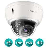 ONWOTE 5MP 4X Optical Zoom Dome IP POE Security Camera with Audio, Outdoor Vandalproof, 5 Megapixels 2592x 1944P Super HD Camera, 2.8-8mm Motorized Lens, 100ft IR IP66 115° Angle, Work w/ONWOTE PoE