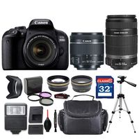 Canon EOS 800D / Rebel T7i DSLR Camera with EF-S 18-55mm f/4-5.6 is STM & EF-S 55-250mm f/4-5.6 is II Lens + Deluxe Accessory Bundle