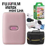 Fujifilm Instax Mini Link Portable Smartphone Printer (Dusky Pink) Creative Kit Basic Beginner Film Bundle with (20) Instax Mini Films + Carrying Bag + More