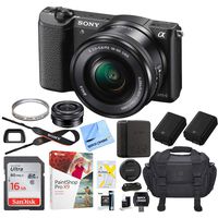Sony Alpha a5100 24.3MP HD 1080p Mirrorless Digital Camera with 16-50mm Lens Black Bundle with 16GB Memory Card, Camera Bag, Paintshop Pro 2018, 40.5mm Filter and Camera Battery