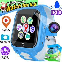 Kids Smart Watch Phone IP68 Waterproof Kids Phone Watch with GPS Tracker SOS Safety Anti-Lost Camera Learning Games Toy Children Call Phone Smartwatch School Graduation Supplies for Boys Girls