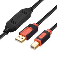 SNANSHI USB Printer Cable 50 ft Active Printer Cable USB 2.0 Type A Male to Type B Male Printer Scanner Cable Built-in Signal Booster Chip Extra Long 50 Feet Printer Cable