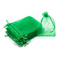 Dealglad 100pcs Drawstring Organza Jewelry Candy Pouch Party Wedding Favor Gift Bags (5x7, Green)