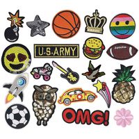 Libiline Random 20pcs Kid Embroidered Patch Sew On/Iron On Patch Applique Clothes Dress Plant Hat Jeans Sewing Flowers Applique DIY Accessory (Assorted for Boys)