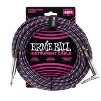 Ernie Ball Instrument Cable, Red/White/Blue/Black, 25 ft