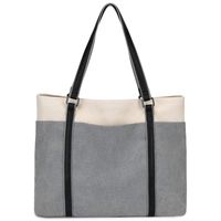 Gywon Women's Work Tote Laptop Shoulder Bag Canvas Totes Leather Handle Handbag Purse Briefcase Fits 15.6 inch Computer for School Business Office Travel Beach