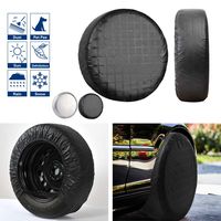 VIEFIN Set of 4 Wheel Tire Covers, Waterproof UV Sun RV Trailer Tire Protectors, Fit 27" to 32" Truck Camper Van Auto Car Tires Diameter (PEVA-Black, fit 33'' to 35'' Tire Diameter)