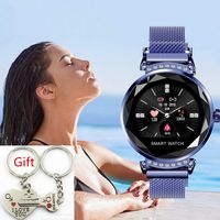 Fitness Trackers Smart Watch Elegant Women Heart Rate Monitors Waterproof Sports Pedometers Bracelet Blood Pressure Wristband Lady Luxury 3D Glass Smartwatch Band for Iphone Android+Keychain Gift