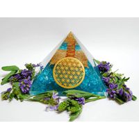 Orgonite Pyramid - Blue Aquamarine Pyramid for Emf Protection - Orgone Energy Generator - Orgone Pyramids for Chakra Balancing - Healing Stones Crystal Chakra - Chakra Crystal - By Agate Jewelry