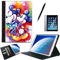 LJX iPad 9.7 Case 2018/2017 Case, PU Leather Wallet Kickstand Flip Cover Card Slots Mickey Mouse Protective Flip Shockproof Heavy Duty Shell for iPad Air 2/iPad Air#A
