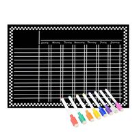 Magnetic Refrigerator Chalkboard (8 Free Markers), Dry Erase Board, Chore, Responsibility, Activity, Reward Star Chart(Black 16inch X 12inch Horizontal Flat Pack)