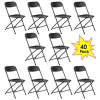 Kealive Black Plastic Folding Chair 40 Pack Fold Chair 330 lbs Weight Capacity for Events, Premium Lifetime Fold Up Chair Portable 18'' L x 18'' W x 31'' H