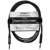 ChromaCast Pro Series Tweed Instrument Cable 10 Feet, Black, 1/4" Straight to 1/4" Straight Ends