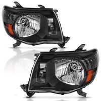 For 2005-2011 Toyota Tacoma Pickup Truck Headlight Assembly OE Style Replacement Black Housing Amber Reflector