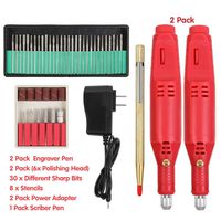Engraver Pen Set, 2pcs Etcher+30 Bits+6 Polishing Heads+8 Stencils, Engraving Tool Kit for Metal Glass Ceramic Plastic Wood Jewelry Rock Eggs Surfaces, Artists Workers Beginners etc