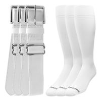 MadSportsStuff Pro Line Baseball Socks and Belt Combo (White 3 Pack, Large)