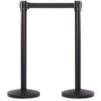 CCW Series RBB-100- Set of 2 Stanchion Retractable Belt Barriers- Easy to Assemble, No Tools Required (10 Foot Belt, Black Belt with Black Post)