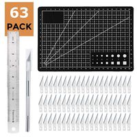 Exacto Knife Carving Craft Exacto Knife Kit 60PCS Carving Blades with 1PC Craft Knifes,1PC Self Healing Cutting Mat,1PC Steel Ruler(8inch/20cm),for Arts,DIY,Scrapbooking,Hobby