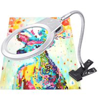PP OPOUNT 5D Diamond Painting Tools LED Magnifier Light with Clamp, 2.5X & 5X Magnifier for DIY Diamond Painting Kits and Cross Stitch Tool Accessory Magnifier Lamp(Not Contain Diamond Painting)