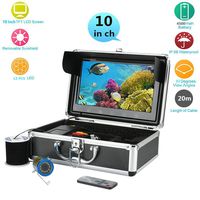 WMWHALE Fish Finder with 10" Inch Color Monitor with Sun-Visor 20M Pull-Resistant Cables 1000Tvl 12 PCS LED Lights Underwater Fishing Video Camera Kit