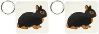3dRose Netherland Dwarf Rabbit Design - Key Chains, 2.25 x 4.5 inches, set of 2 (kc_6306_1)