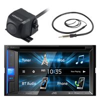 JVC 6.2" Touch Screen Car CD DVD USB Bluetooth Stereo Receiver Bundle Combo With Kenwood CMOS-22P Car Universal Waterproof Rear-View Backup Parking Camera, Enrock 22" AM/FM Radio Antenna