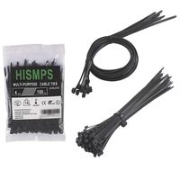HISMPS Multi-Purpose Cable Zip Ties With Self-Locking in black,4Inch 100Pcs,Indoor and Outdoor UV Resistant