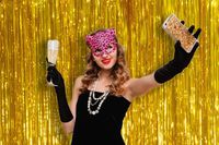 Pack of 3 Gold Metallic Tinsel Foil Fringe Curtains 3 x 8 Feet Photo Booth Props for Valentine Day Birthday Wedding Engagement Baby Shower Graduation Retirement Party Decorations