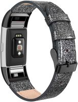 SWEES Bands Compatible for Fitbit Charge 2 Leather Small (5.6" - 7.5"), Genuine Leather Replacement Wristband Metal Connectors Women, Black, Beige, Brown, Grey, Rose Gold, Blue