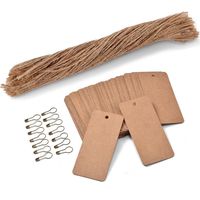200 PCS Price Tags with Pre Cut Jute String and Safety Pins,LOOMY Printable Blank Brown Paper Tags for Sales Retail and Display