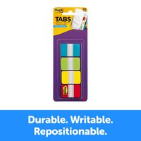 Post-it Tabs, 1-Inch Solid, Aqua, Lime, Yellow, Red, 22/Color, 88 per Dispenser (686-ALYR1IN)