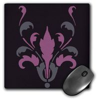 3dRose LLC 8 x 8 x 0.25 Inches Mouse Pad, Purple/Gray Art Nouveau Design on Black (mp_45413_1)