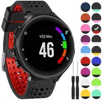 GVangel Band Compatible with Garmin Forerunner 235, Soft Silicone Replacement Watch Band Strap Wristband for 220/230/235/620/630/735XT/235 Lite Smart Watch for Women Men (Black-Red)