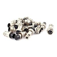 uxcell 10Pairs 16mm Thread 6 Pins Male Female Panel Metal Aviation Wire Connector