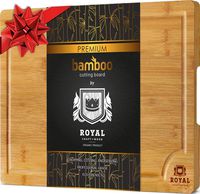 Organic Bamboo Cutting Board with Juice Groove - Best Kitchen Chopping Board for Meat (Butcher Block) Cheese and Vegetables | Anti Microbial Heavy Duty Serving Tray w/Handles (Medium (10 x 15"))
