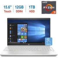 HP 15.6-inch Touchscreen HD WLED-Backlit Display Laptop PC, AMD Ryzen 3 2200U up to 3.4GHz Processor, 12GB DDR4, 1TB HDD, AMD Radeon Vega 3 Graphics, Webcam, Bluetooth, HDMI, B&O Play, Windows 10