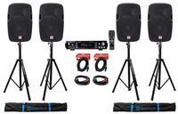 Man Cave Audio System w/(4) 12 12000w Speakers+Stands+2-Ch. Bluetooth Amplifier