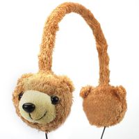 Groove Pal KDZ Kids Headphones Volume Limiting for Toddlers - Wired Headphones for Kids with Comfy Soft Plush Design, 3.5mm AUX Jack, Low Volume Safe - Perfect for Airplane, School, Home (Brown Bear)