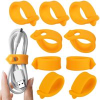 ELFRhino Cord Organizer Cable Straps Clips Wire Ties Earbuds Earphone Headphone Headset Wrap Winder Holder Keeper Manager Management(Set of 9, Orange)
