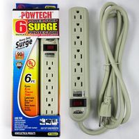 2 x Power Strip 6 Outlet 2 Ft Heavy Duty Cord UL Breaker Switch New Save $$$